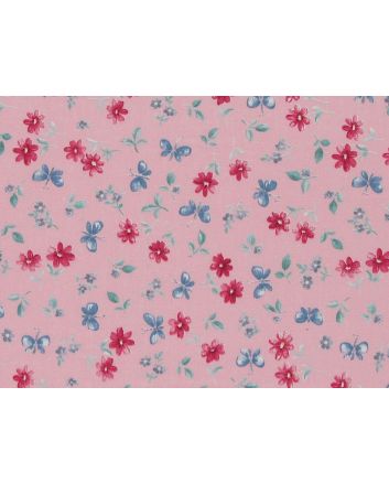Butterfly Daisy Cotton Poplin Print, Pink
