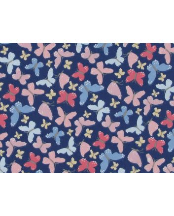 Butterfly Dance Polycotton Print, Navy