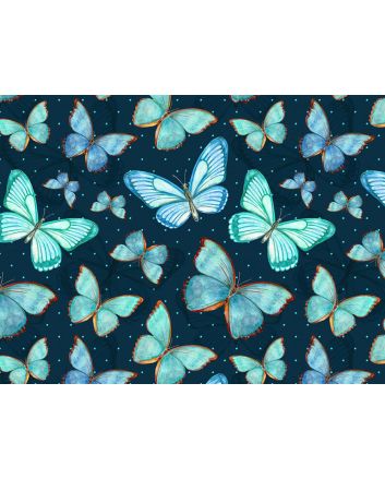 Butterfly Garden Cotton Print, Night Sky