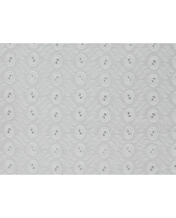 Button Flow Scalloped Edge Cotton Embroidered Anglaise, White