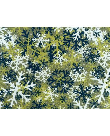 Camo Snowflakes Cotton Print, Green
