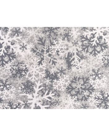 Camo Snowflakes Cotton Print, Silver
