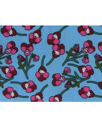 Cherry Blossom Float Cotton Print, Sky