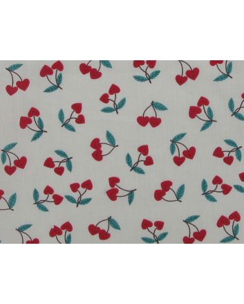 Cherry Love Polycotton Print, Ivory