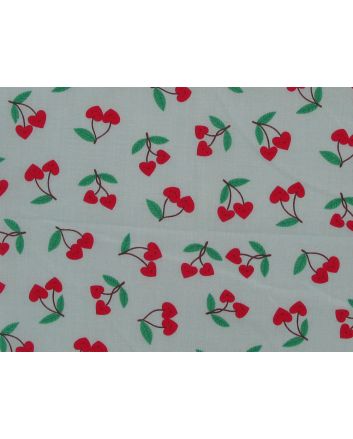 Cherry Love Polycotton Print, Mint