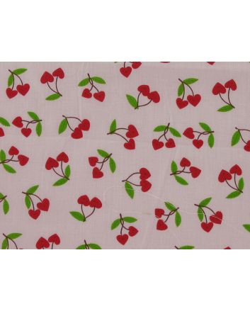 Cherry Love Polycotton Print, Pink