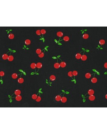 Cherry Polycotton Print - Black
