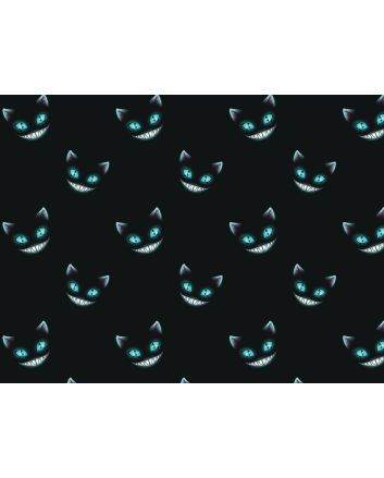 Cheshire Cat Glowing Smile Cotton Print, Blue