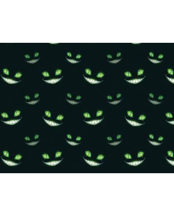 Cheshire Cat Glowing Smile Cotton Print, Green