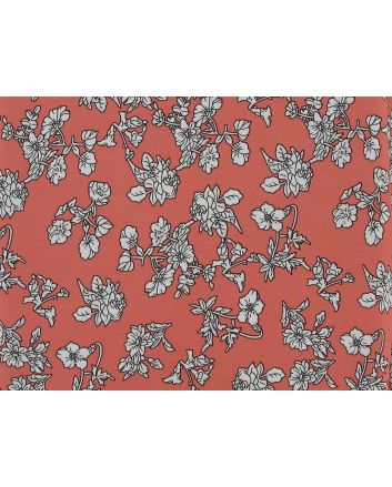 Chinoise Flower Viscose Print, Salmon