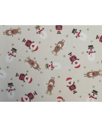 Christmas Characters Cotton Print, Cream
