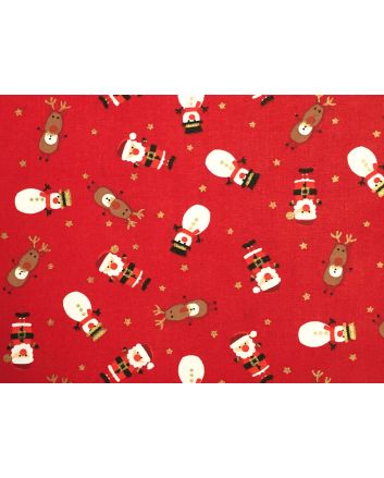Christmas Characters Cotton Print, Red