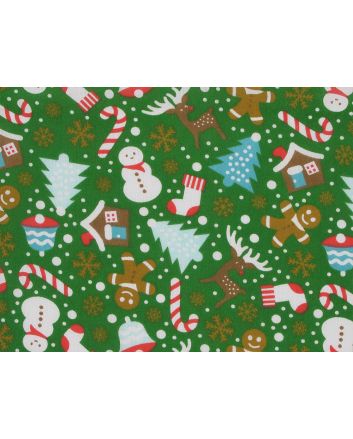 Christmas Delights Polycotton Print, Green