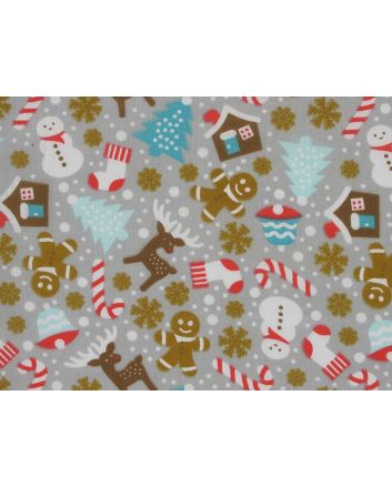 Christmas Delights Polycotton Print, Silver