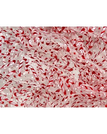 Christmas Foil Print Organza, Candy Canes