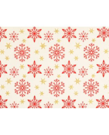 Christmas Glitter Snowflake Star Cotton Print, Ivory
