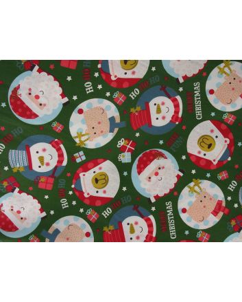 Christmas Globe Cotton Print, Green