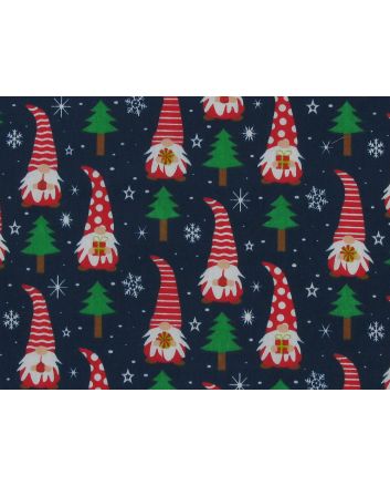 Christmas Gonk Presents Polycotton Print, Navy