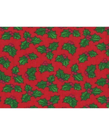 Christmas Holly Polycotton, Red
