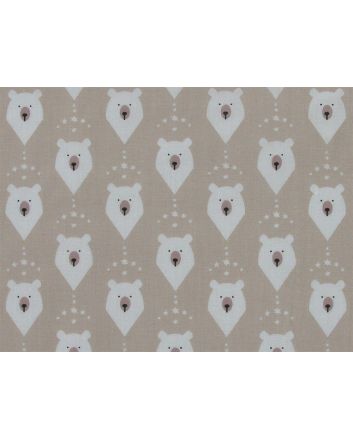 Christmas Polar Bear Head Polycotton Print, Beige