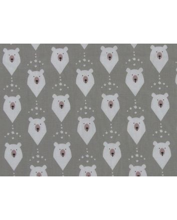 Christmas Polar Bear Head Polycotton Print, Silver