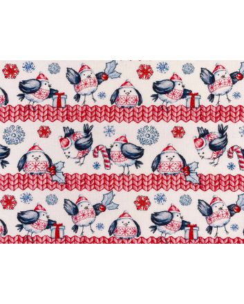 Christmas Robins Knit Cotton Print