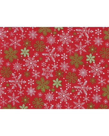 Christmas Snowflake Organic GOTS Cotton Poplin, Red
