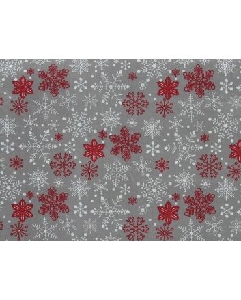 Christmas Snowflake Organic GOTS Cotton Poplin, Silver