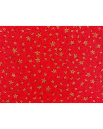 Christmas Stars Cotton Print, Red