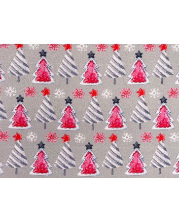 Christmas Tree Snowflake Cotton Print, Silver