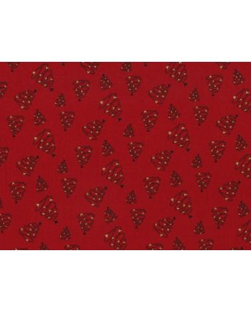 Christmas Tree Swirl Cotton Poplin, Red