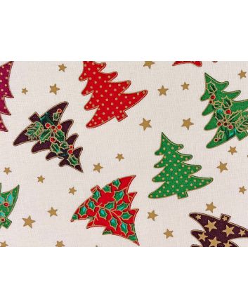 Christmas Trees Cotton Print, Cream