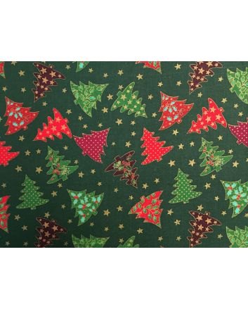 Christmas Trees Cotton Print, Green