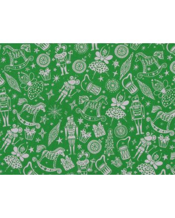 Christmas Trinkets Polycotton Print, Green