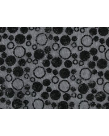 Circle Spot Sequin Tulle, Black