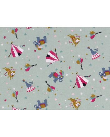 Circus Day Cotton Poplin Print, Mint