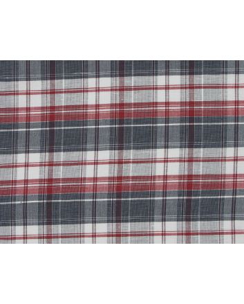 Cleo Check Yarn Dyed Irish Linen and Cotton Blend, Red and Navy