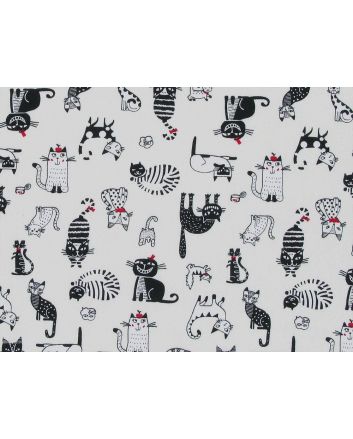 Clever Cats Cotton Poplin Print, Ivory