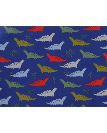 Colour Block Dinosaurs Cotton Poplin, Royal
