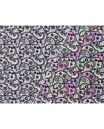 Colour Change Cotton Jersey, Floral Lace