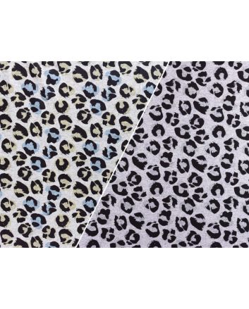 Colour Change Cotton Jersey, Leopard Print, Grey and Blue