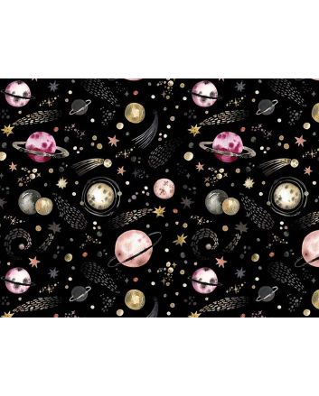 Cosmic Collection Cotton Print, Shooting Star Planet