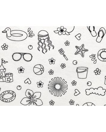 Cotton Rich Panama Canvas, Doodle, Beach Time Fun
