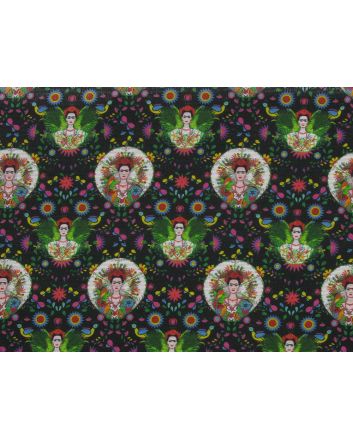 Cotton Rich Panama Canvas, Frida, Black