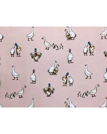 Cotton Rich Panama Canvas, Shabby Ducks, Pink