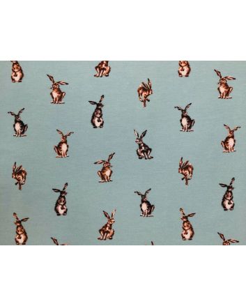 Cotton Rich Panama Canvas, Shabby Hares, Duck Egg