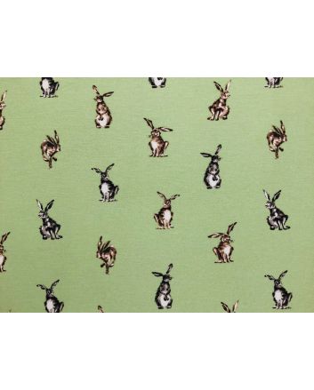 Cotton Rich Panama Canvas, Shabby Hares, Green