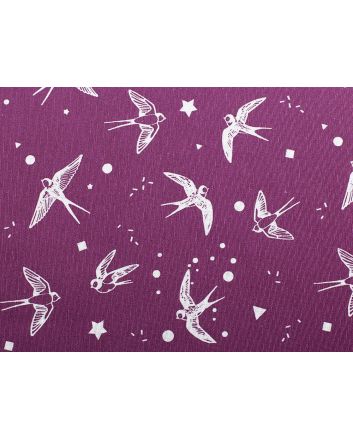Cotton Rich Panama Canvas, Swooping Swallows, Magenta