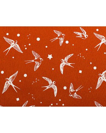 Cotton Rich Panama Canvas, Swooping Swallows, Rust