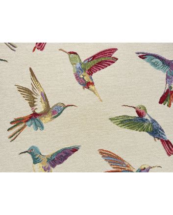 Cotton Rich Woven Tapestry, Humming Birds, Cream